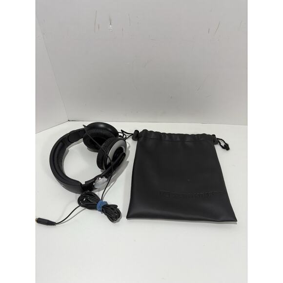 Sennheiser HD 205 Headphones Black Silver W Soft Case Need Ear Pad Replace WORKS - Picture 1 of 7